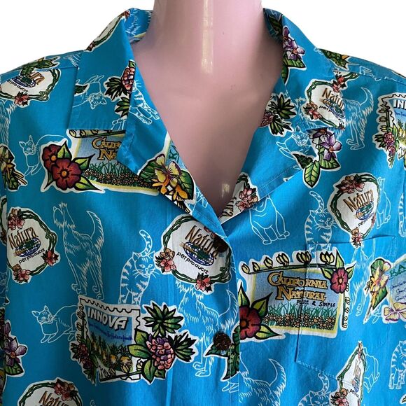 Hilo Hattie Shirt Womens Large Hawaiian Camp Cat Dog Pet Print Coconut Buttons - Picture 3 of 9